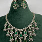 CZ Neckline Color Stone Short Necklace - Green