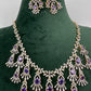 CZ Neckline Color Stone Short Necklace - Purple