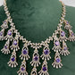 CZ Neckline Color Stone Short Necklace - Purple