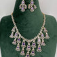 CZ Neckline Color Stone Short Necklace - Purple