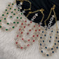 AD Double Layer Color Stone Short Necklace - Green