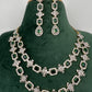AD Double Layer Color Stone Short Necklace - Green