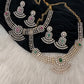AD Neckline Color Stone Short Necklace - Red