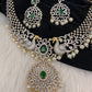 AD Peacock Color Stone Short Necklace - Green