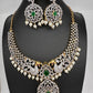 AD Peacock Color Stone Short Necklace - Green