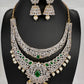 AD Double Layer Emerals Green Short Necklace