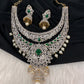 AD Double Layer Emerals Green Short Necklace
