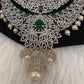 AD Double Layer Emerals Green Short Necklace