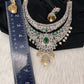AD Double Layer Emerals Green Short Necklace