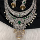 AD Double Layer Emerals Green Short Necklace