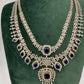 AD Multi Layer Color Stone Short Necklace - Blue
