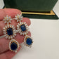 AD Multi Layer Color Stone Short Necklace - Blue