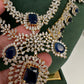 AD Multi Layer Color Stone Short Necklace - Blue
