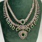 AD Multi Layer Color Stone Short Necklace - Green