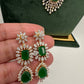 AD Multi Layer Color Stone Short Necklace - Green
