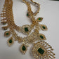 AD Multi Layer Color Stone Short Necklace - Green