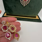 AD Multi Layer Color Stone Short Necklace - Red