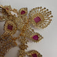AD Multi Layer Color Stone Short Necklace - Red