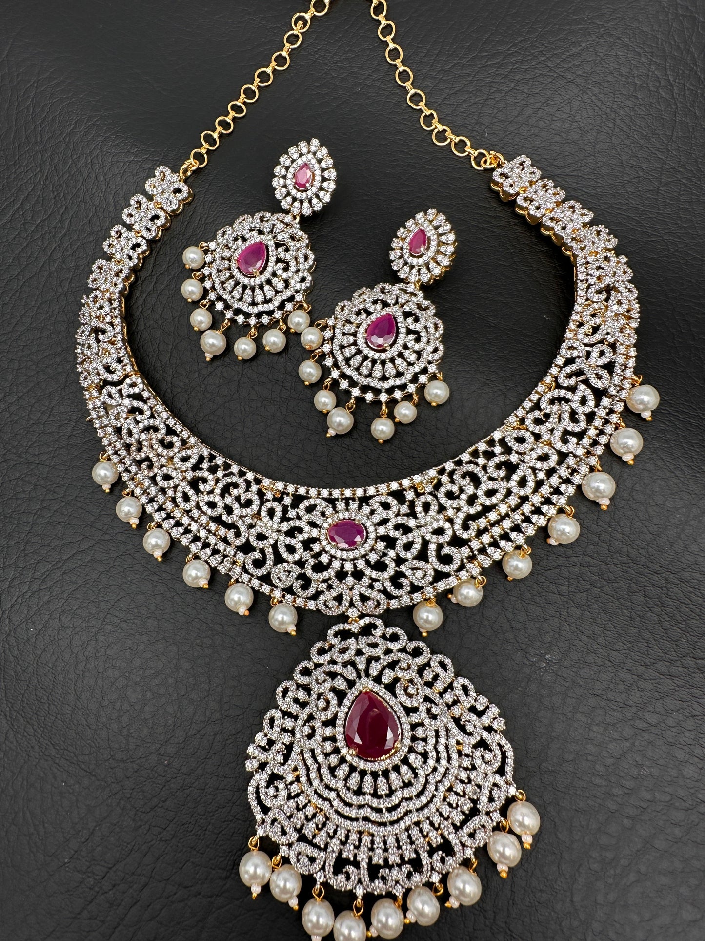 AD Ruby Neckline Short Necklace
