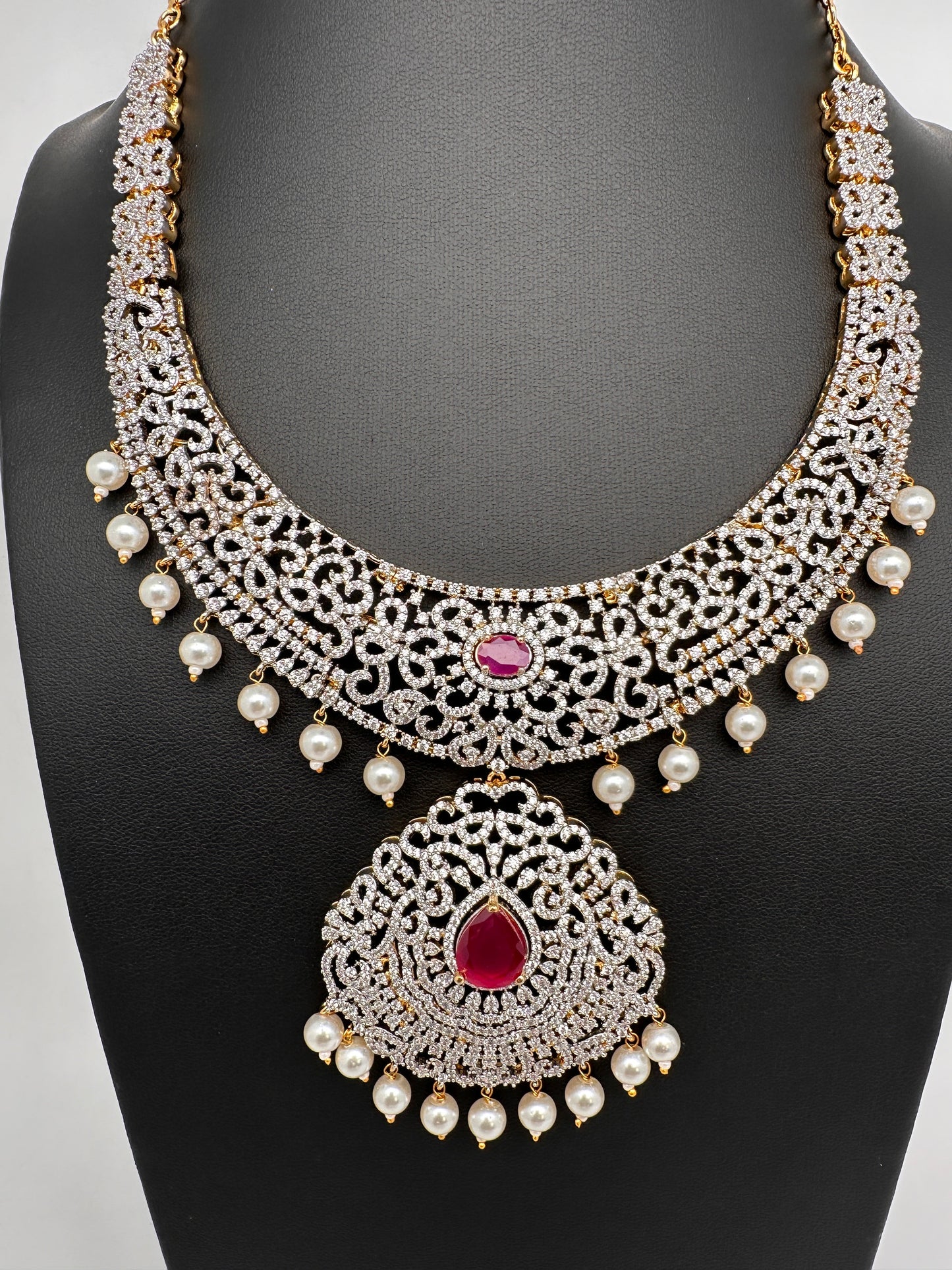 AD Ruby Neckline Short Necklace