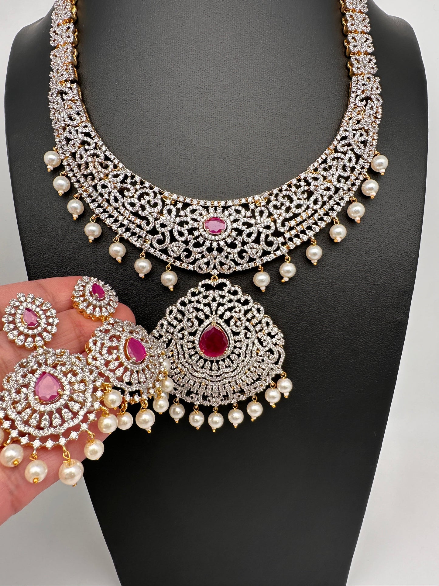 AD Ruby Neckline Short Necklace