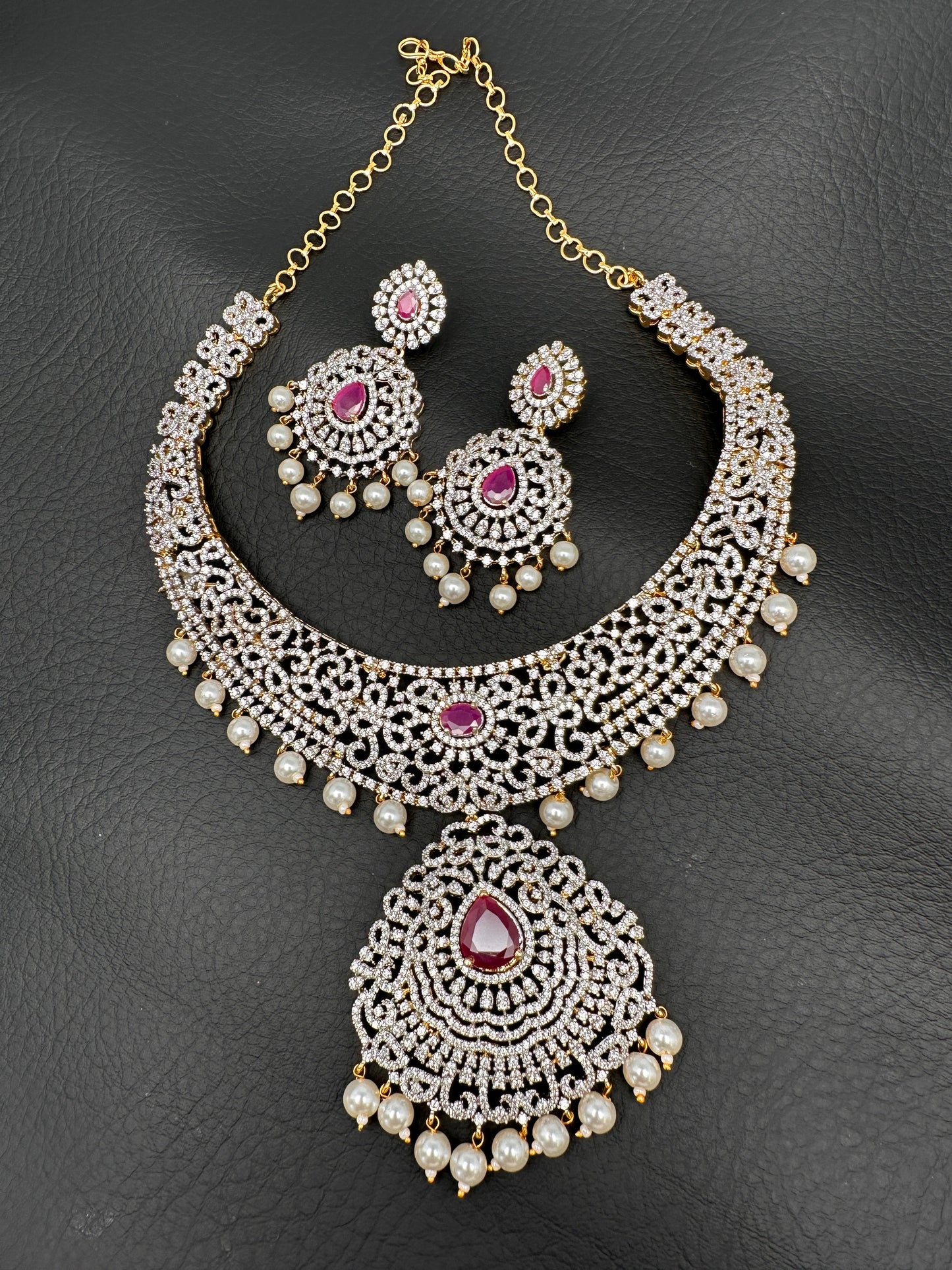 AD Ruby Neckline Short Necklace