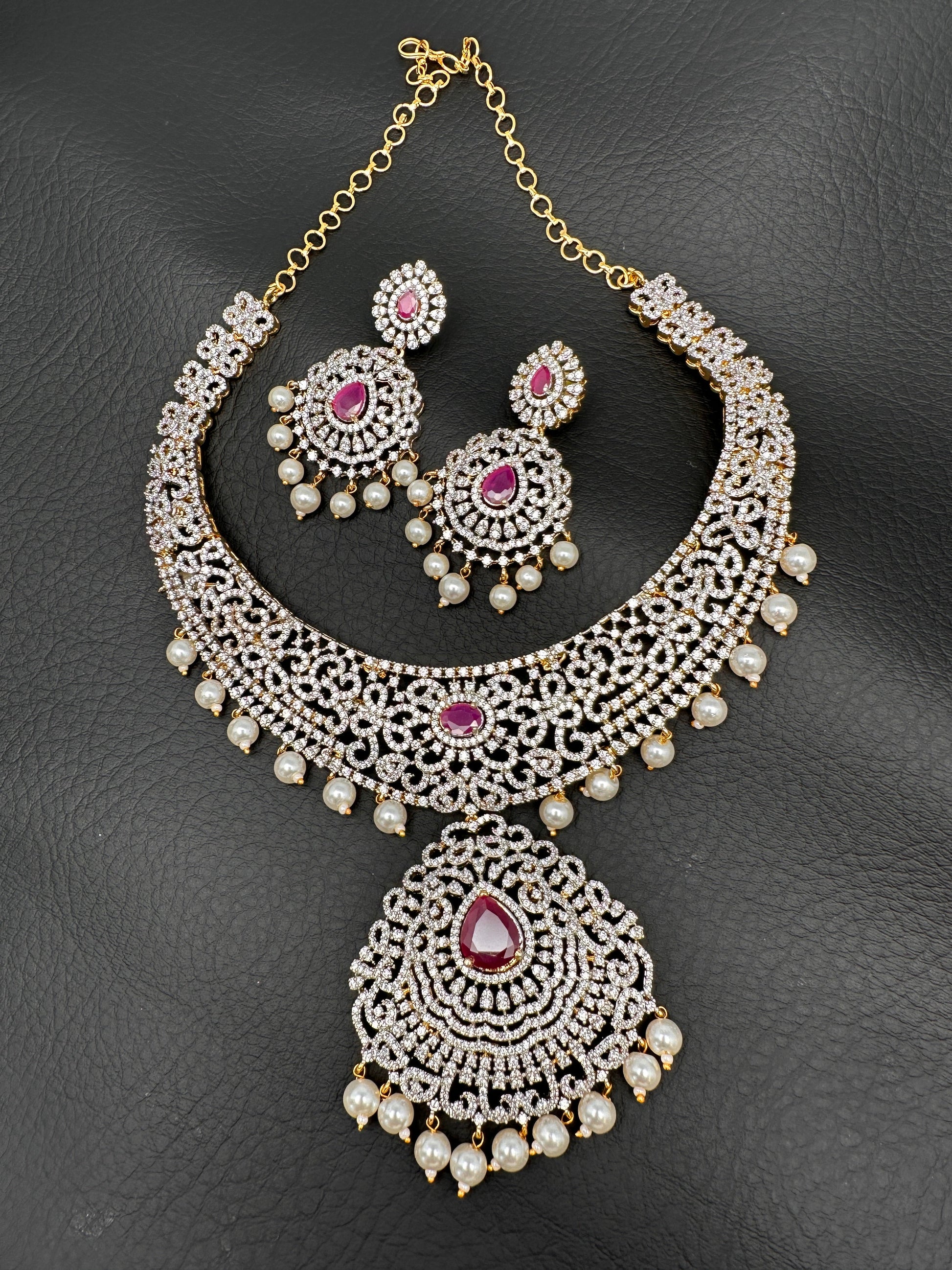 AD Ruby Neckline Short Necklace