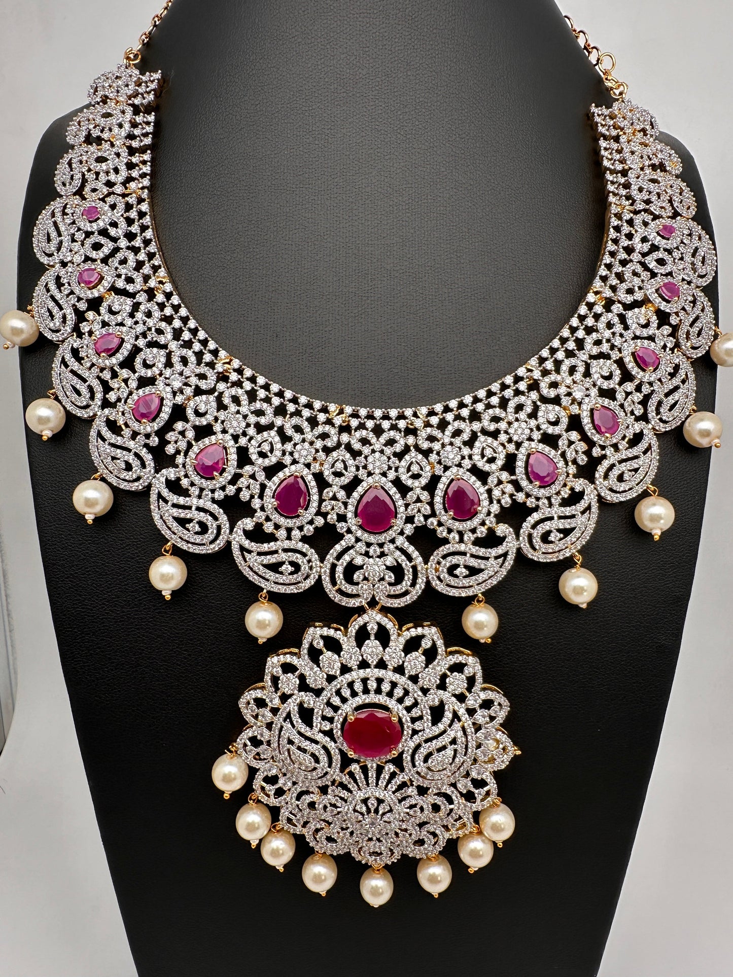 AD Ruby Neckline Short Necklace
