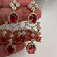 AD Wine Red Neckline Short Necklace