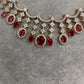 AD Wine Red Neckline Short Necklace