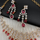 AD Wine Red Neckline Short Necklace