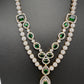 AD Double Layer Color Stone Short Necklace - Green