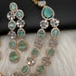 AD Double Layer Color Stone Short Necklace - LightGreen