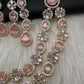 AD Double Layer Color Stone Short Necklace