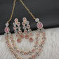 AD Double Layer Color Stone Short Necklace