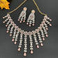 AD Color Stone Neckline Necklace - Pink