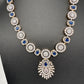 AD Color Stone Dainty Necklace - Blue
