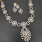 AD Color Stone Dainty Necklace - Blue