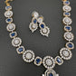 AD Color Stone Dainty Necklace - Blue