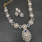 AD Color Stone Dainty Necklace - Blue