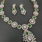 AD Color Stone Dainty Necklace - Green