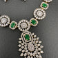 AD Color Stone Dainty Necklace - Green