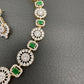 AD Color Stone Dainty Necklace - Green