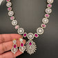 AD Color Stone Dainty Necklace - Red