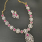 AD Color Stone Dainty Necklace - Red