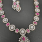 AD Color Stone Dainty Necklace - Red