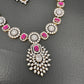 AD Color Stone Dainty Necklace - Red