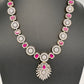 AD Color Stone Dainty Necklace - Red