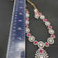 AD Color Stone Dainty Necklace - Red