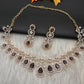 AD Color Stone Neckline Necklace - Purple
